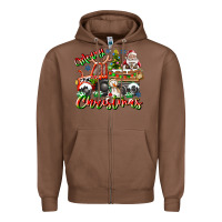 Chestnut Merry Christmas  tractor Zipper Hoodie - CowhideDigitalArt