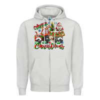 Dove Grey Merry Christmas  tractor Zipper Hoodie - CowhideDigitalArt