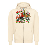 Sandshell Merry Christmas  tractor Zipper Hoodie - CowhideDigitalArt