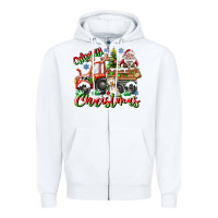 White Merry Christmas  tractor Zipper Hoodie - CowhideDigitalArt