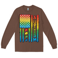 Chestnut Autism American Flag Long Sleeve Tee - CowGirlArtShop