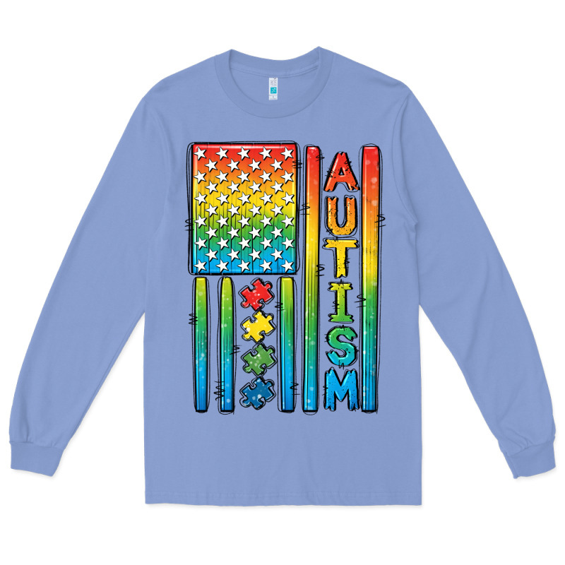 Autism American Flag Long Sleeve Tee by CowGirlArtShop | Teevron