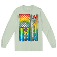 Matcha Autism American Flag Long Sleeve Tee - CowGirlArtShop