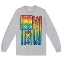 Moon Dust Autism American Flag Long Sleeve Tee - CowGirlArtShop
