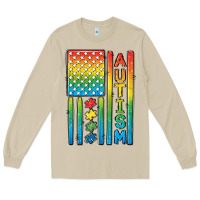 Mushroom Autism American Flag Long Sleeve Tee - CowGirlArtShop