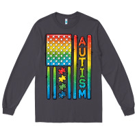 Smoke Autism American Flag Long Sleeve Tee - CowGirlArtShop