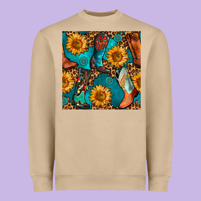 Western Cowboy Boot Seamless Pattern Heavyweight Sweatshirt Designed By Bundleandbundleshop