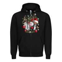 Black Merry Christmas Zipper Hoodie - CowhideDigitalArt