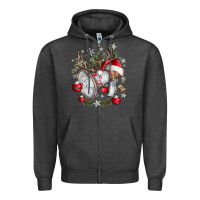 Charcoal Heather Merry Christmas Zipper Hoodie - CowhideDigitalArt