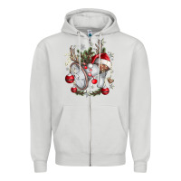 Dove Grey Merry Christmas Zipper Hoodie - CowhideDigitalArt