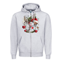 Heather Grey Merry Christmas Zipper Hoodie - CowhideDigitalArt