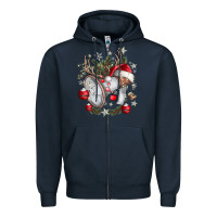 Navy Merry Christmas Zipper Hoodie - CowhideDigitalArt