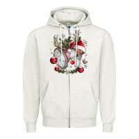 Oatmeal Heather Merry Christmas Zipper Hoodie - CowhideDigitalArt