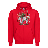 Red Merry Christmas Zipper Hoodie - CowhideDigitalArt