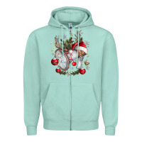 Seafoam Merry Christmas Zipper Hoodie - CowhideDigitalArt