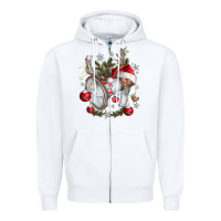White Merry Christmas Zipper Hoodie - CowhideDigitalArt