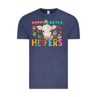 Vintage Denim Happy Easter Heifers Easter Day Vintage Tee - HowdyJamesFarm