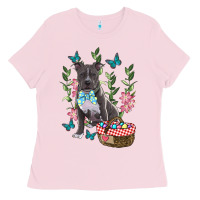 Bubblegum Pink Easter Pitbull Ladies Tee - RanaPortraitStore