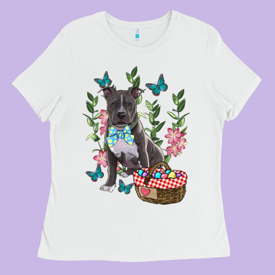 Easter Pitbull Ladies Tee Designed By Ranaportraitstore