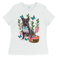 White Easter Pitbull Ladies Tee - RanaPortraitStore
