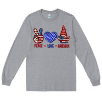 Peace Love America With Gnome 4th Of July Long Sleeve Tee | Teevron