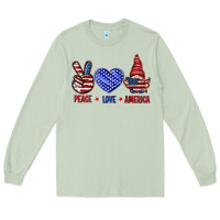 Matcha Peace love America with gnome 4th of july Long Sleeve Tee - HowdyJamesFarm