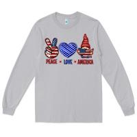 Moon Dust Peace love America with gnome 4th of july Long Sleeve Tee - HowdyJamesFarm