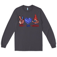 Smoke Peace love America with gnome 4th of july Long Sleeve Tee - HowdyJamesFarm