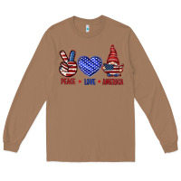 Toasted Coconut Peace love America with gnome 4th of july Long Sleeve Tee - HowdyJamesFarm