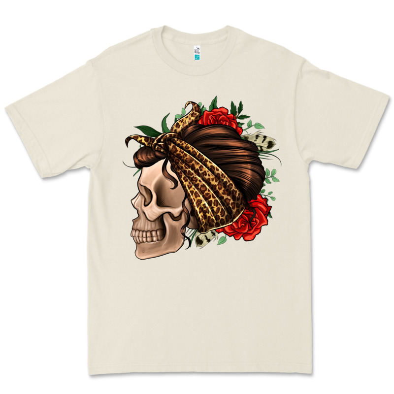 Leopard Bandana And Roses Skull Premium Tee by Jasminsmagicworld | Teevron