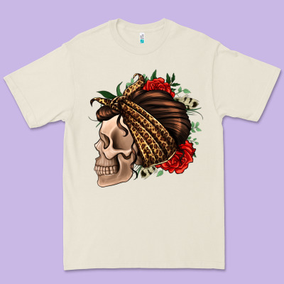 Leopard Bandana And Roses Skull Premium Tee Designed By Jasminsmagicworld