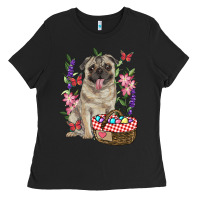 Black Easter pug Ladies Tee - RanaPortraitStore