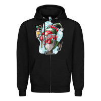 Black merry Christmas gnome Zipper Hoodie - CowhideDigitalArt