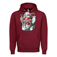 Burgundy merry Christmas gnome Zipper Hoodie - CowhideDigitalArt
