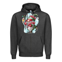 Charcoal Heather merry Christmas gnome Zipper Hoodie - CowhideDigitalArt