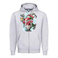 Heather Grey merry Christmas gnome Zipper Hoodie - CowhideDigitalArt