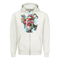 Oatmeal Heather merry Christmas gnome Zipper Hoodie - CowhideDigitalArt