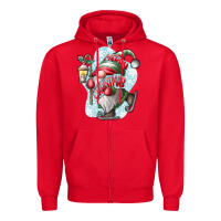 Red merry Christmas gnome Zipper Hoodie - CowhideDigitalArt