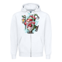 White merry Christmas gnome Zipper Hoodie - CowhideDigitalArt