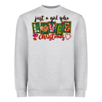 Heather Grey Just A Girl Who Loves Christmas Heavyweight Sweatshirt - FaDigitalArtStudio