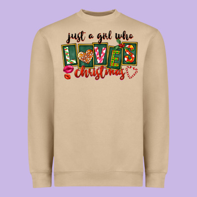Just A Girl Who Loves Christmas Heavyweight Sweatshirt Designed By Fadigitalartstudio