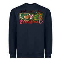 Navy Just A Girl Who Loves Christmas Heavyweight Sweatshirt - FaDigitalArtStudio