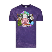 Cloud Purple Happy Easter Cow with eggs Easter Day Vintage Tee - HowdyJamesFarm