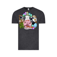 Vintage Black Happy Easter Cow with eggs Easter Day Vintage Tee - HowdyJamesFarm