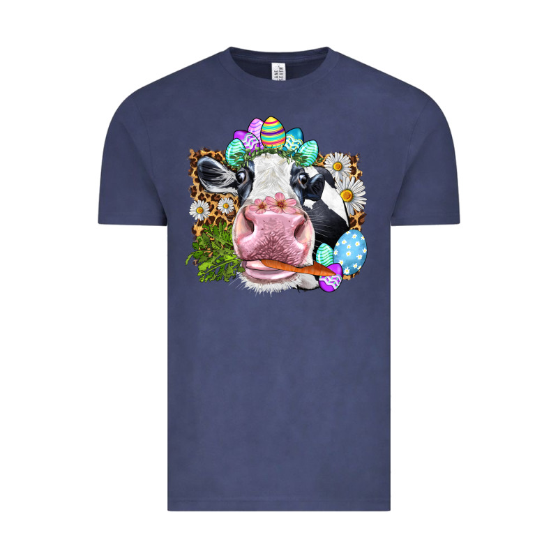 Happy Easter Cow With Eggs Easter Day Vintage Tee by HowdyJamesFarm | Teevron