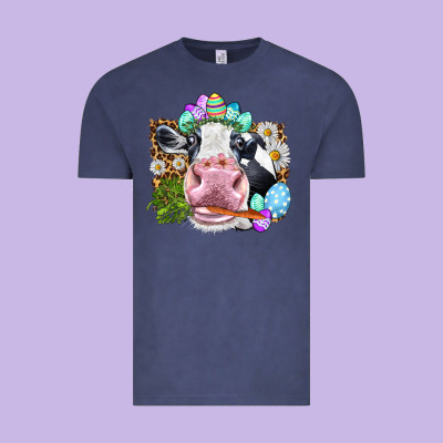 Happy Easter Cow With Eggs Easter Day Vintage Tee Designed By Howdyjamesfarm