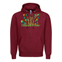 Burgundy joy Christmas Rockin Zipper Hoodie - CowhideDigitalArt