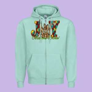 Joy Christmas Rockin Zipper Hoodie Designed By Cowhidedigitalart