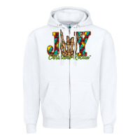 White joy Christmas Rockin Zipper Hoodie - CowhideDigitalArt