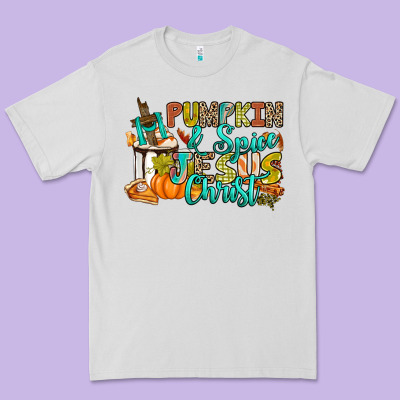 Pumpkin Spice And Jesus Christ Premium Tee Designed By Ranaportraitstore